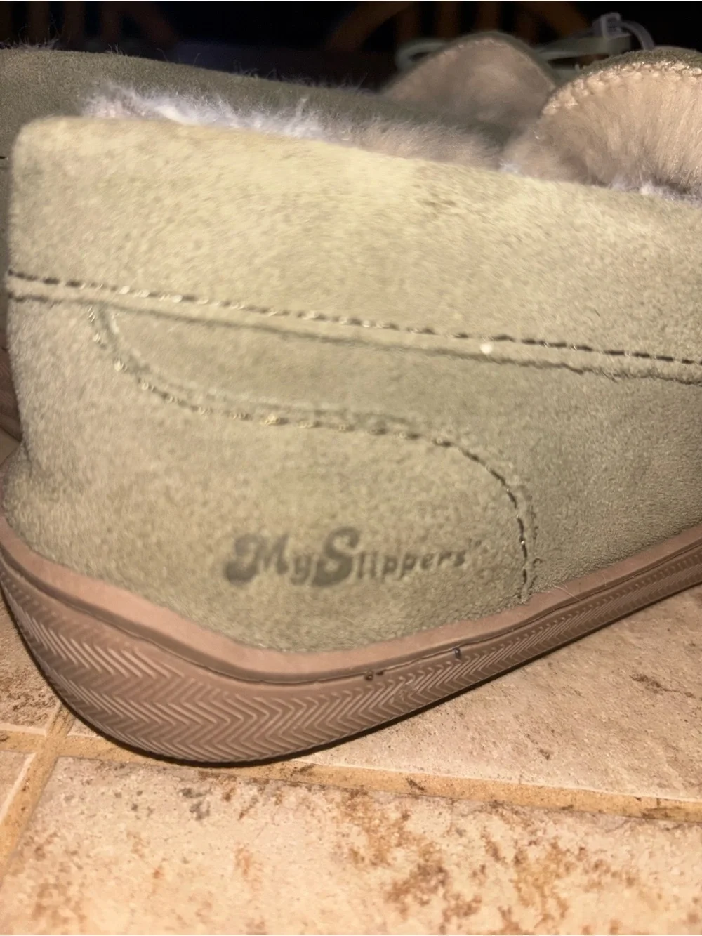 New my slippers Men's Suede Moccasin Slippers in Sage Green Sz 10